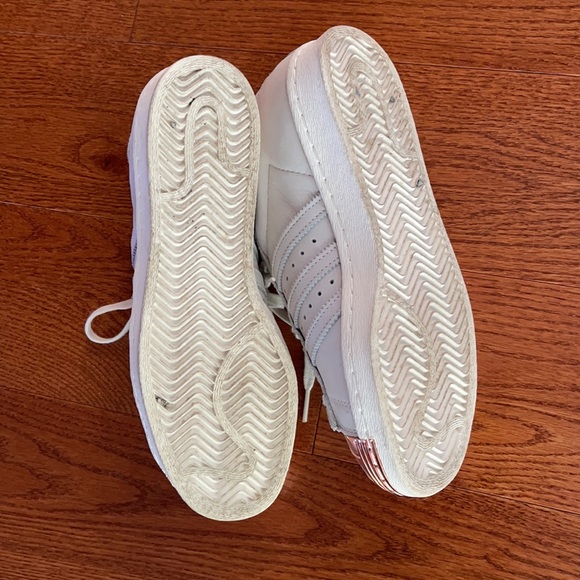 Rose Gold abd White Shell Toe Adidas Superstars - Picture 5 of 5